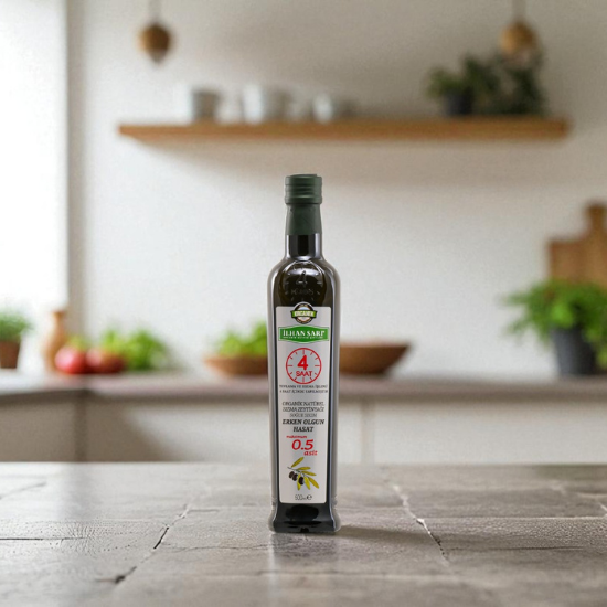 0.5 ASİT  4 Saat Organik Erken Olgun Hasat Soğuk Sıkım Natürel Sızma Zeytinyağı