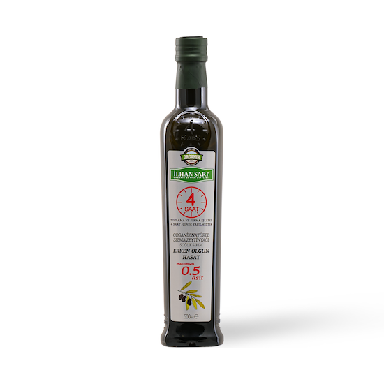0.5 ASİT  4 Saat Organik Erken Olgun Hasat Soğuk Sıkım Natürel Sızma Zeytinyağı