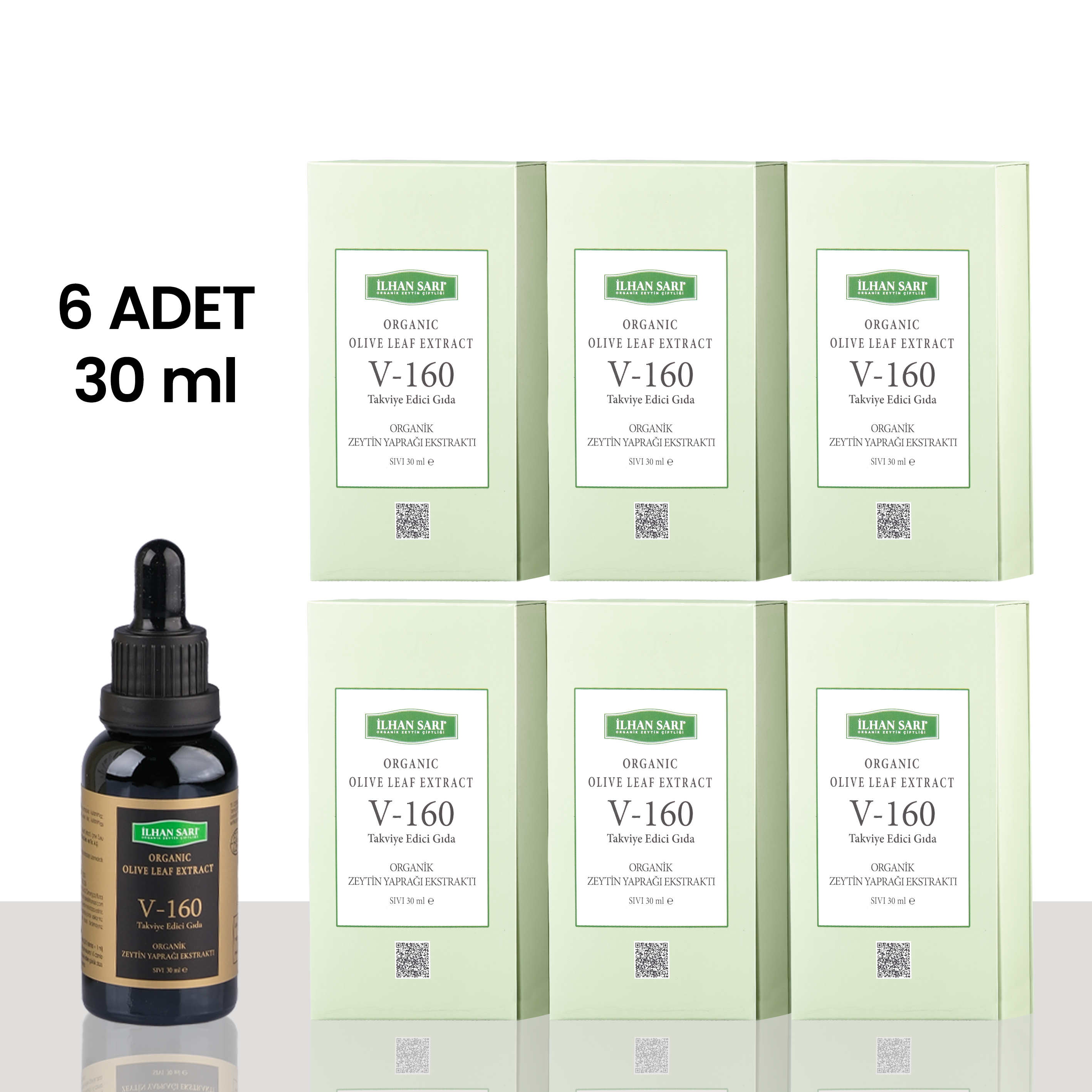İlhan Sarı Organik V-160 Olive Leaf Extract 30 ml Koli 6x30 ml 