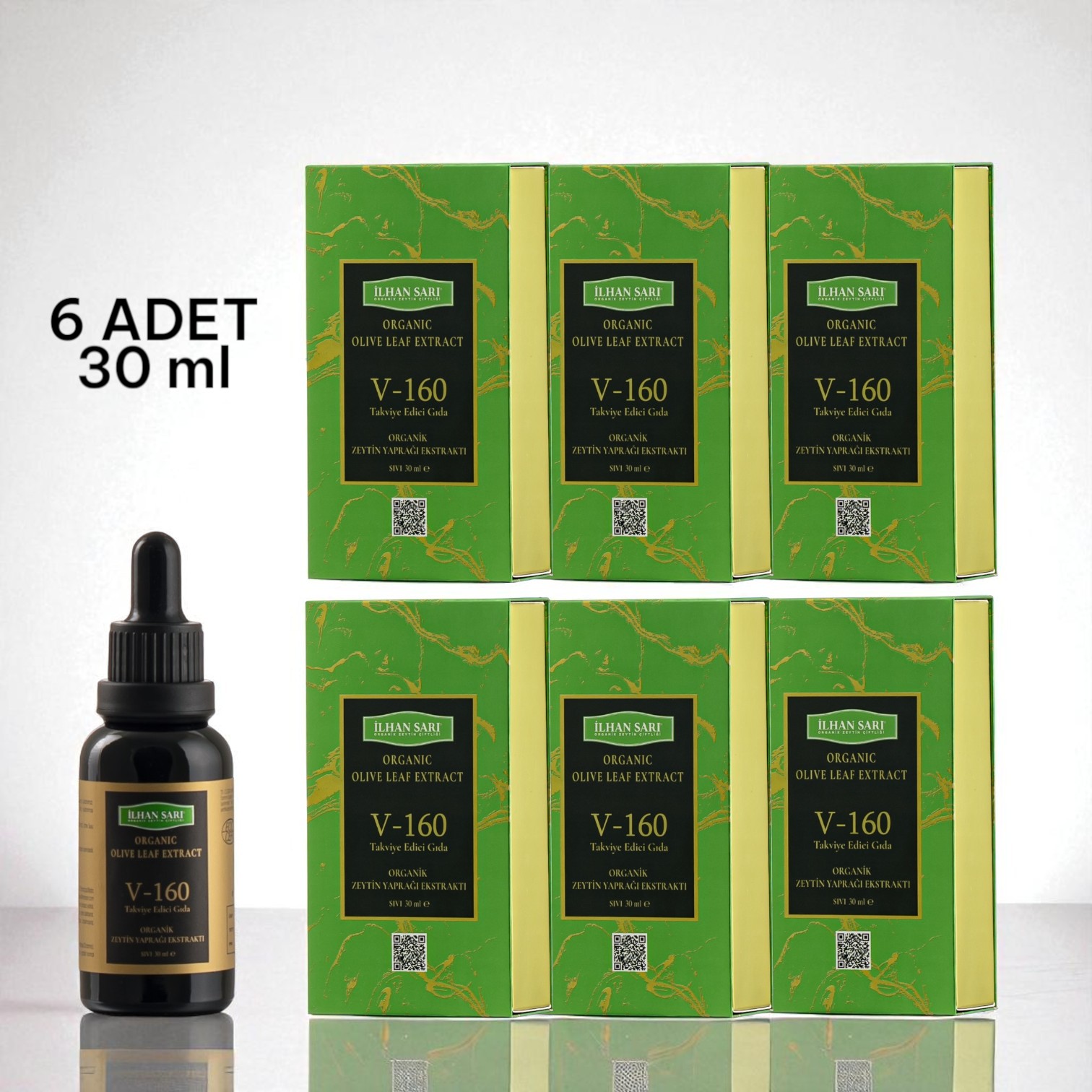İlhan Sarı Organik V-160 Olive Leaf Extract 30 ml Koli 6x30 ml 