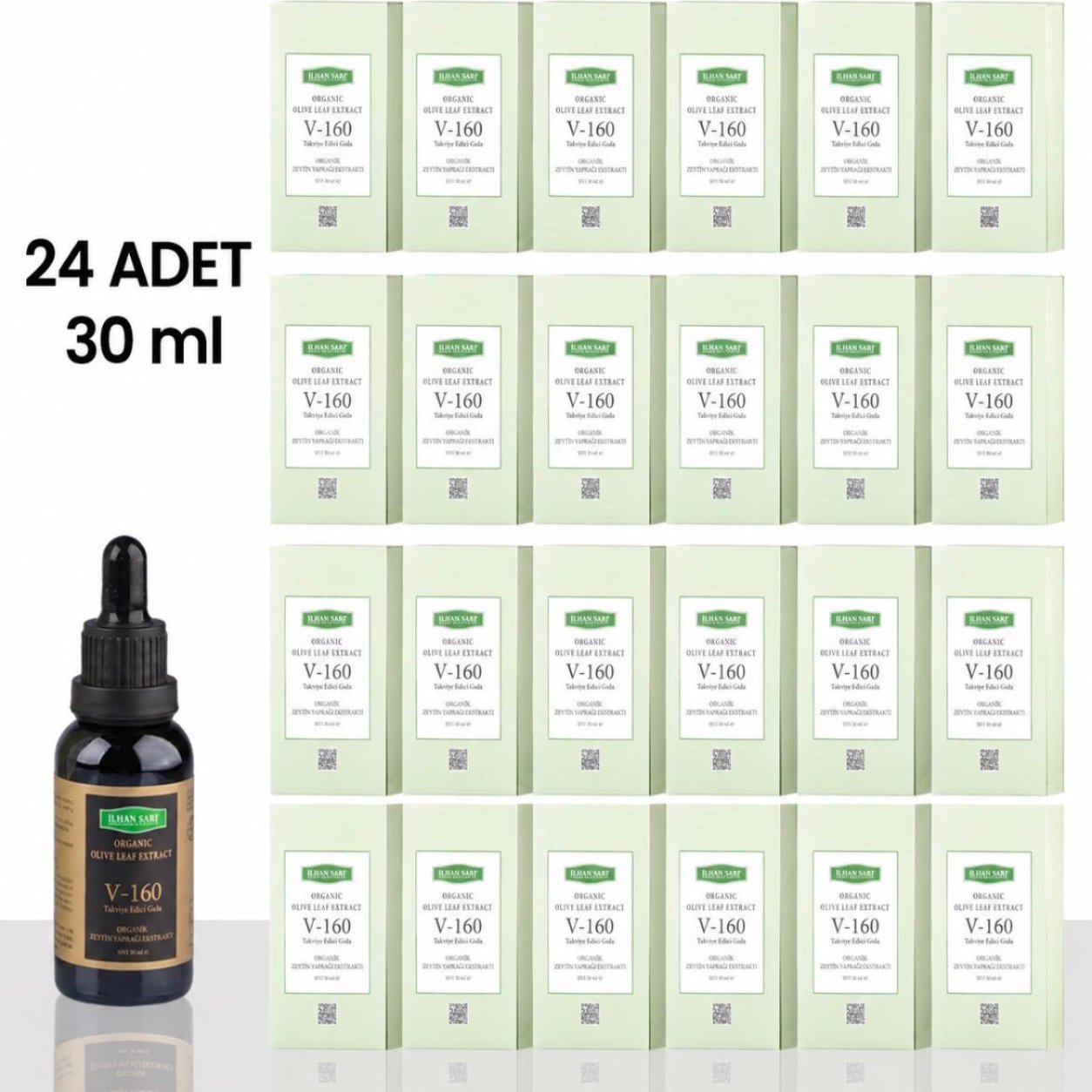 İlhan Sarı Organik V-160 Olive Leaf Extract 30 ml Koli 24x30 ml 
