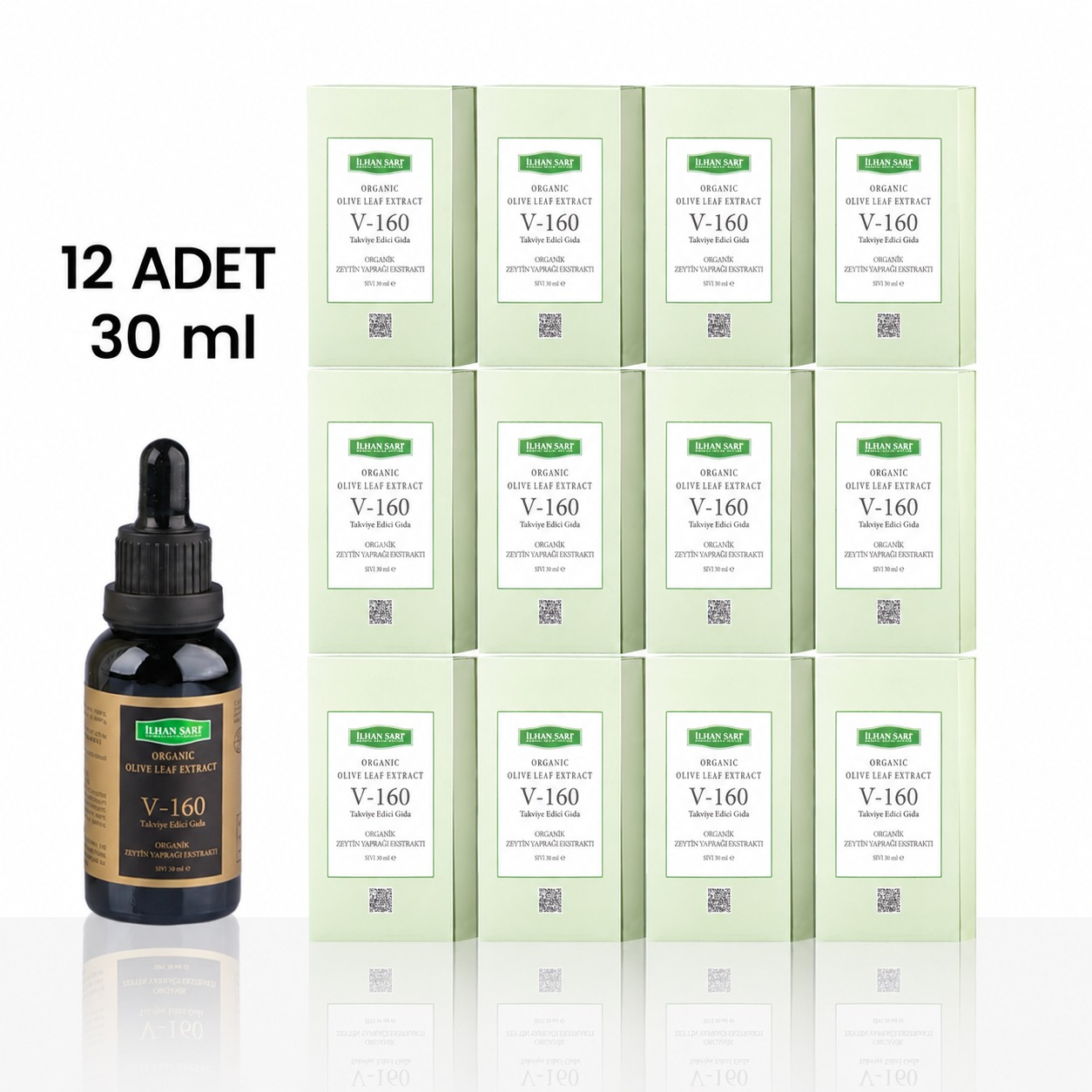 İlhan Sarı Organik V-160 Olive Leaf Extract 30 ml Koli 12x30 ml 